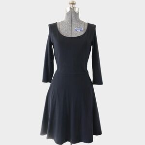 Pact Black 3/4 Sleeve Fit and Flare Dress S